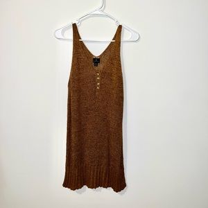 Worthington woven knit tank long brown v-neck sleeveless women's tunic
